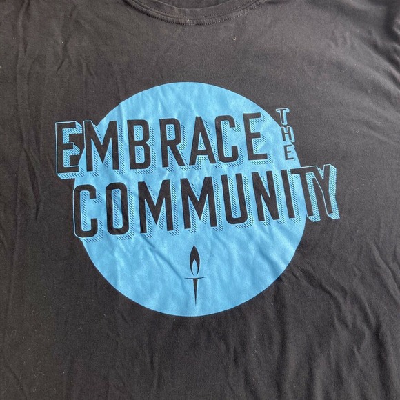 Embrace The Community T Shirt Adult Size Medium Black Stretchy Religious Church - Picture 3 of 6